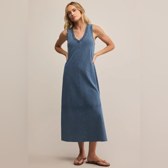 Z Supply Dresses & Skirts - NWT Palisades Jersey Denim Dress Vintage Indigo Size